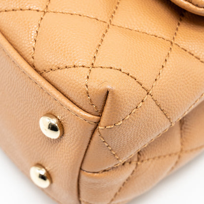 Chanel 21P Small Coco Handle Caviar caramel L