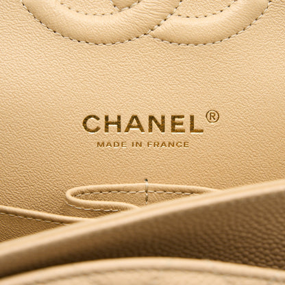 Chanel Medium Classic Double Flap Bag Caviar Beige