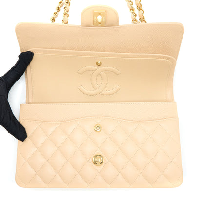 Chanel Medium Classic Double Flap Bag Caviar Beige