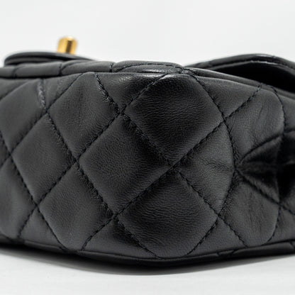 Chanel Pearl Crush mini Rectangular flap bag lambskin black  (microchip)