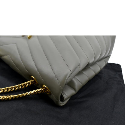 YVES SAINT LAURENT Medium Loulou Matelasse Leather Chain Shoulder Bag Neutral Grey