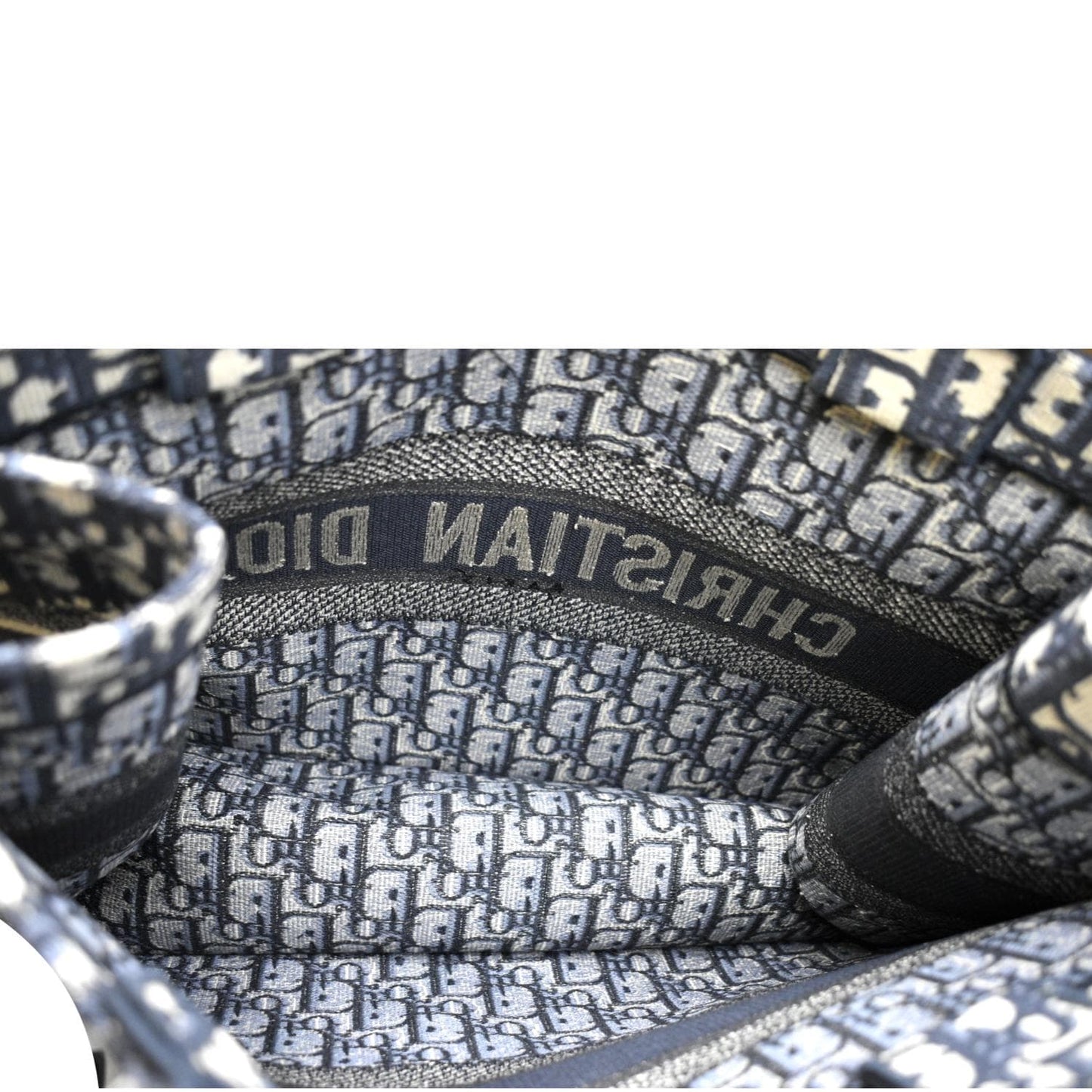 CHRISTIAN DIOR Book Small Oblique Embroidery Tote Bag Blue