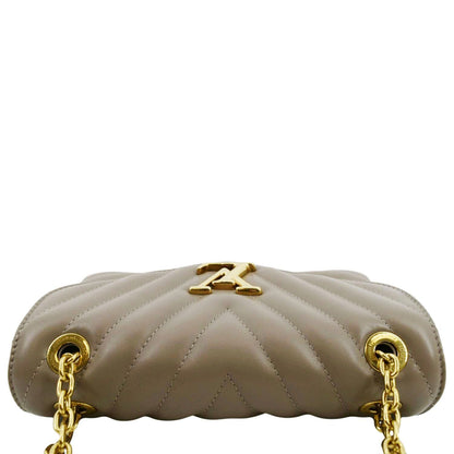 LOUIS VUITTON New Wave Chain MM Calfskin Leather Shoulder Bag Taupe