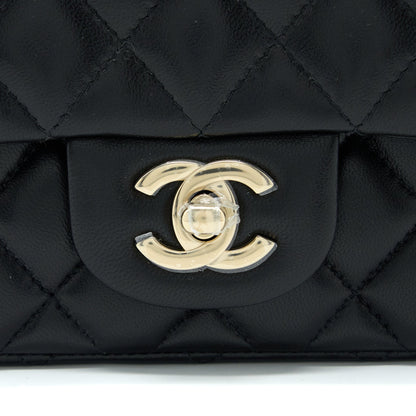 Chanel Mini Square Flap Bag Lambskin Black L (Microchip)
