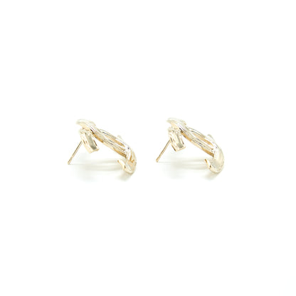 Chanel Giant CC Logo Earrings Light Gold Tone