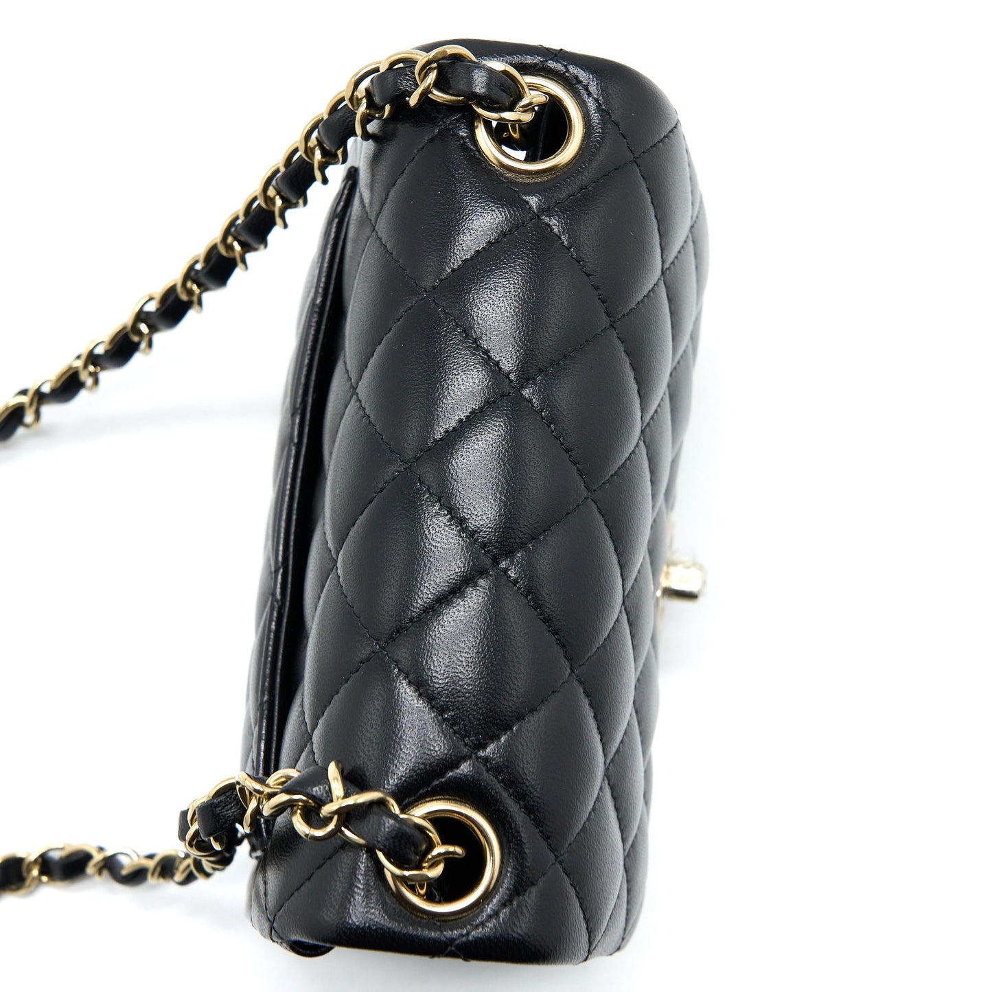 Chanel Mini Square Flap Bag Lambskin Black L (Microchip)