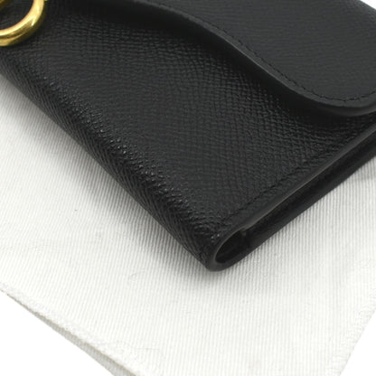 CHRISTIAN DIOR Saddle Grained Calfskin Leather Wallet Black