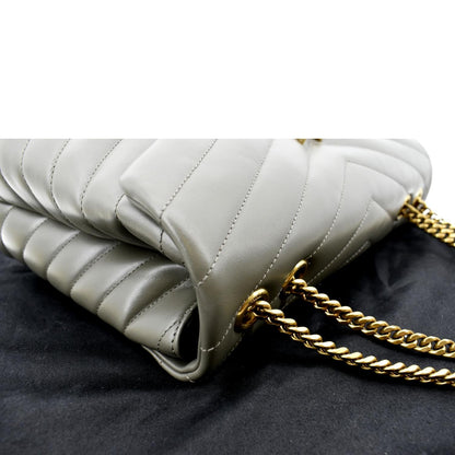 YVES SAINT LAURENT Medium Loulou Matelasse Leather Chain Shoulder Bag Neutral Grey