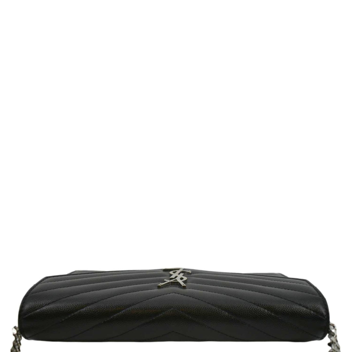 YVES SAINT LAURENT Cassandre Chain Wallet Leather Crossbody Bag Black