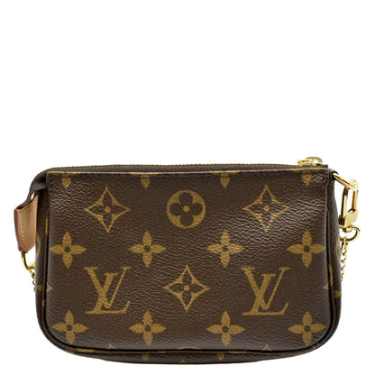 LOUIS VUITTON Mini Pochette Monogram Canvas Accessoires Pouch Brown