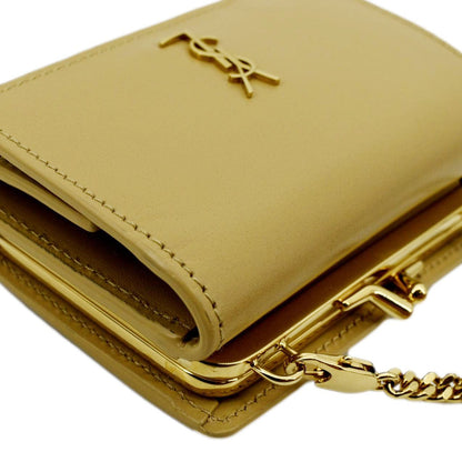 YVES SAINT LAURENT Rider Smooth Leather Shoulder Bag Beige