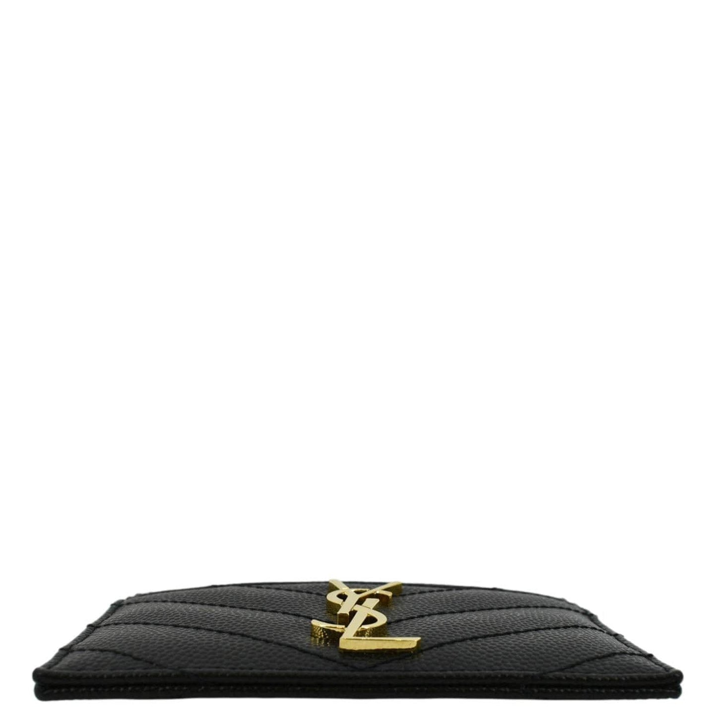 YVES SAINT LAURENT Cassandre Monogram Grain De Poudre Leather Card Holder Black