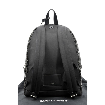 YVES SAINT LAURENT City Glitter Canvas Backpack Bag Black