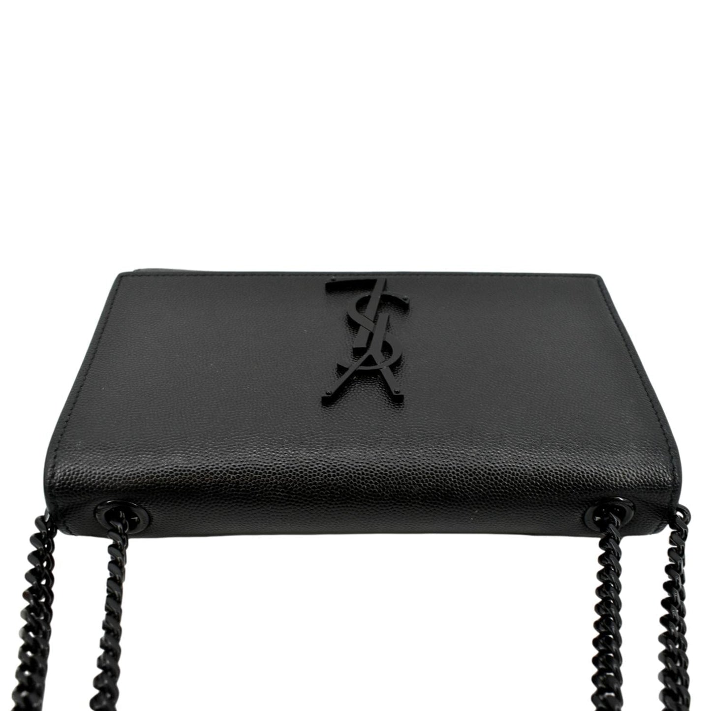 YVES SAINT LAURENT Kate Leather Chain Clutch Crossbody Bag Black