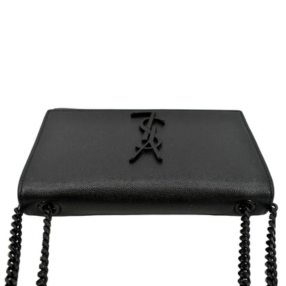 YVES SAINT LAURENT Kate Leather Chain Clutch Crossbody Bag Black