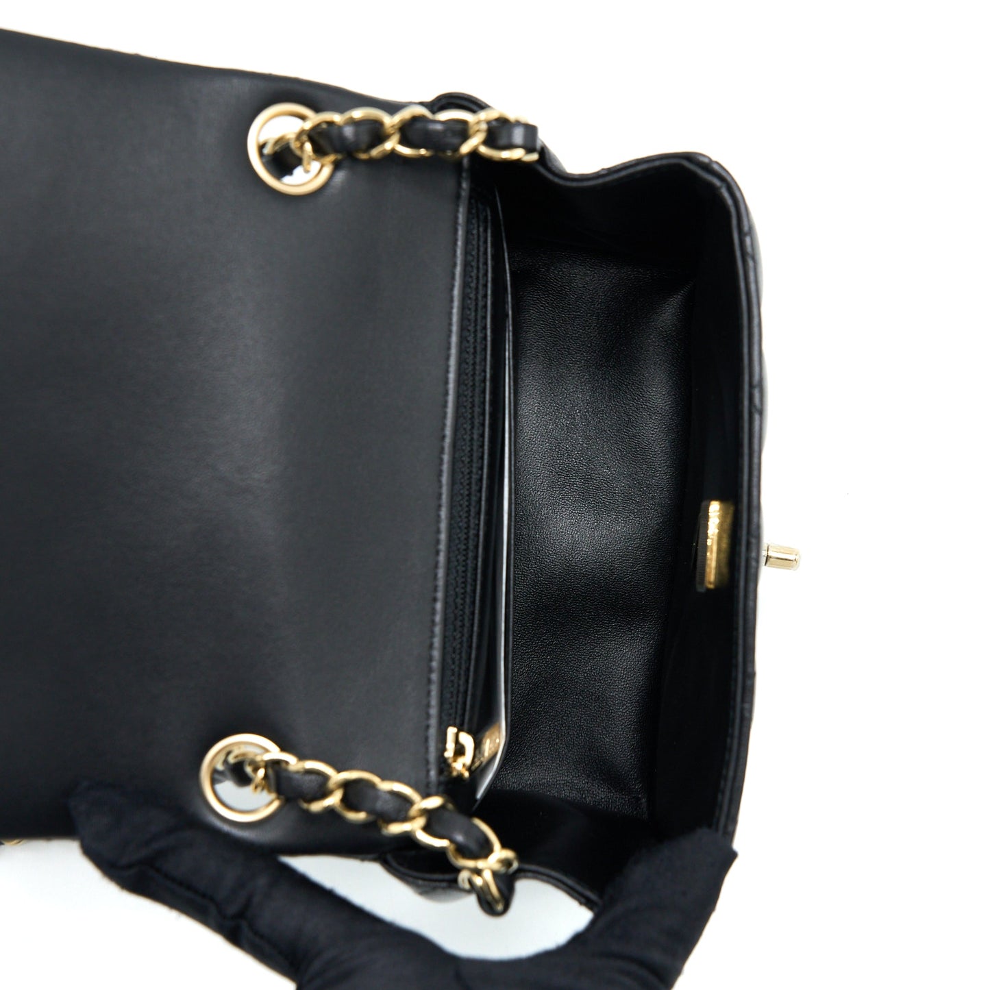 Chanel Mini Square Flap Bag Lambskin Black L (Microchip)