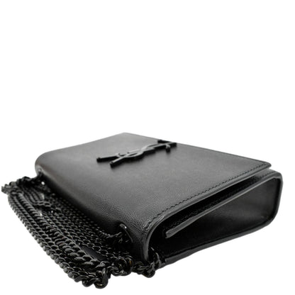 YVES SAINT LAURENT Kate Leather Chain Clutch Crossbody Bag Black