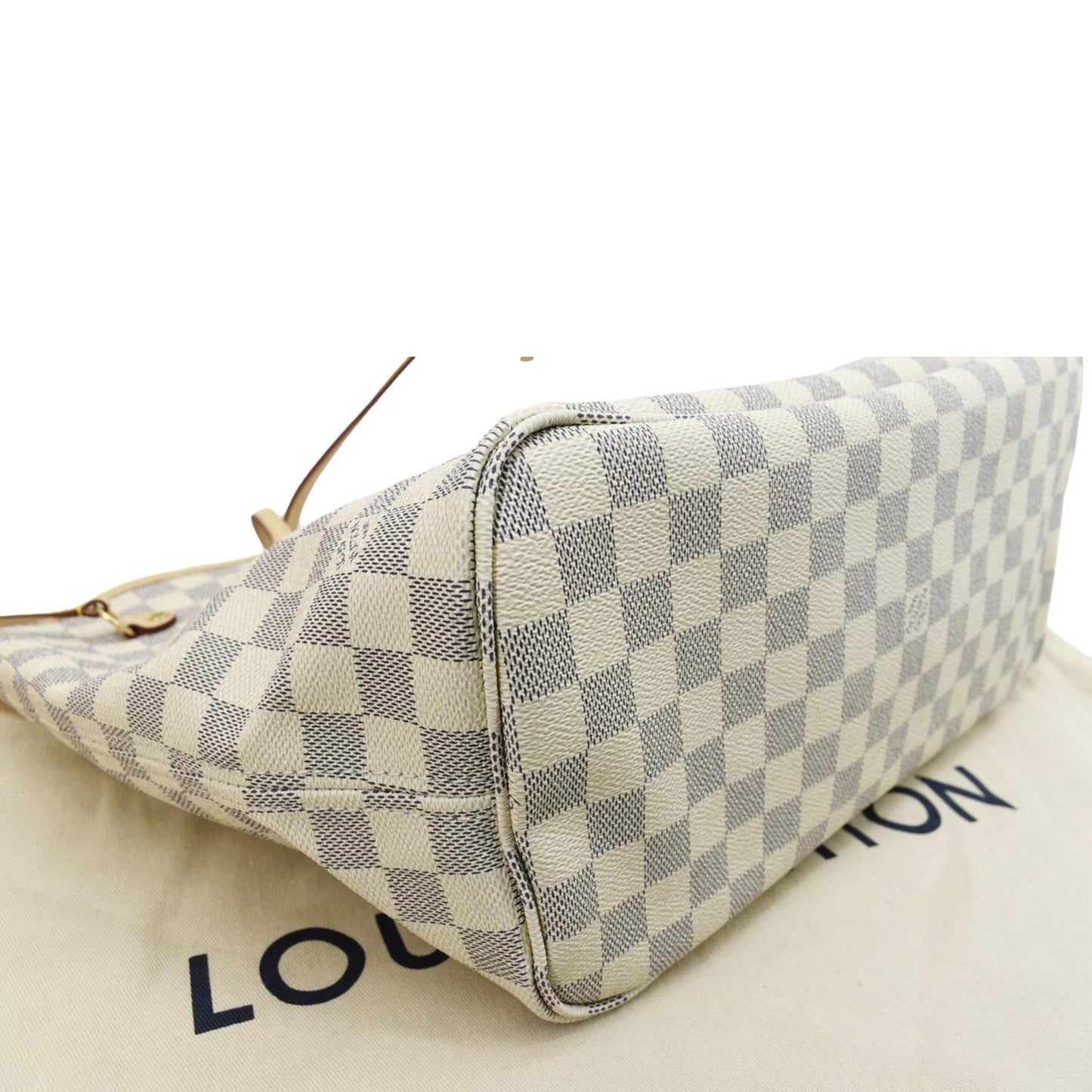 LOUIS VUITTON Neverfull MM Damier Azur Shoulder Bag Rose Ballerine