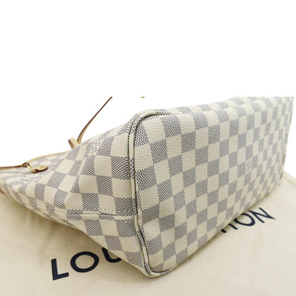 LOUIS VUITTON Neverfull MM Damier Azur Shoulder Bag Rose Ballerine
