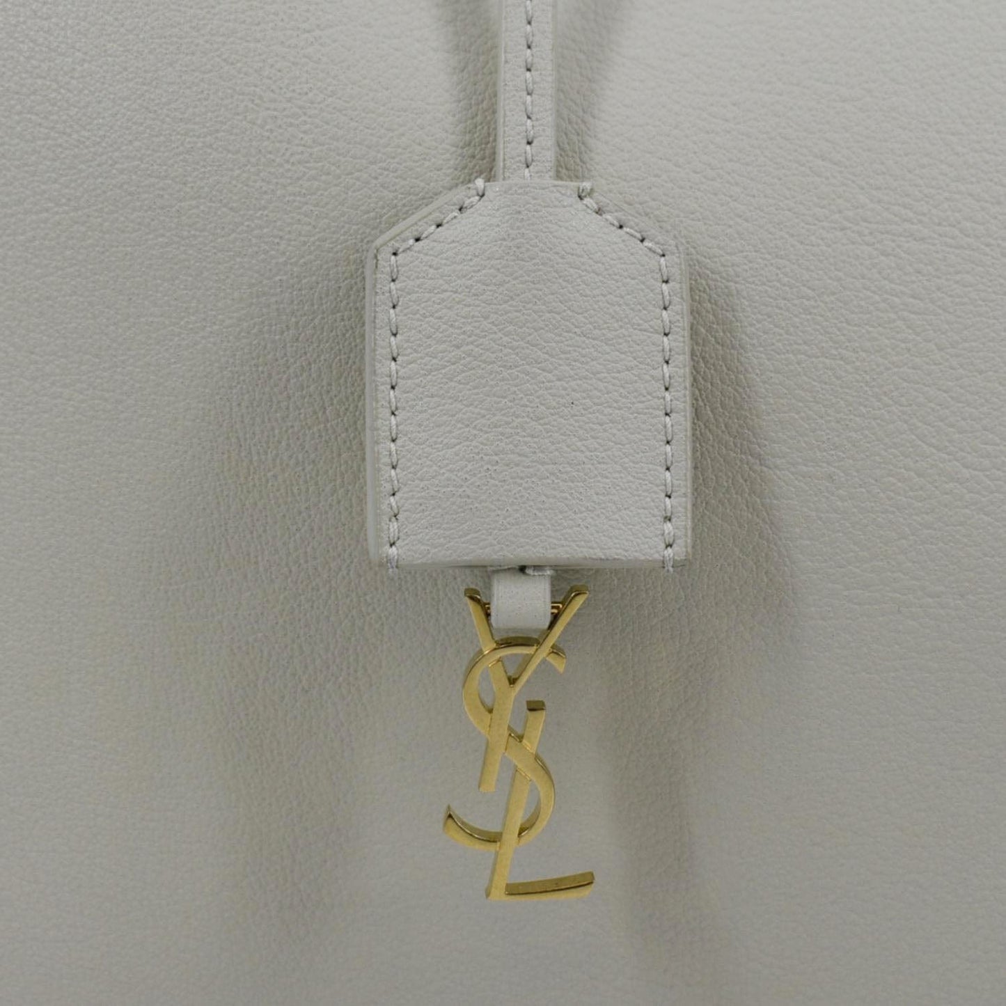 YVES SAINT LAURENT Leather Tote Bag Ivory