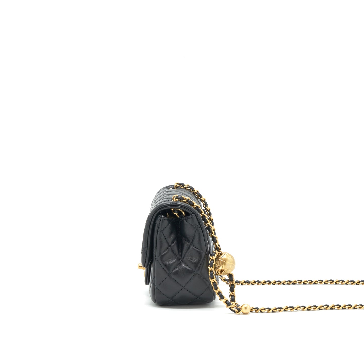 Chanel pearl Crush mini square Flap bag lambskin Black