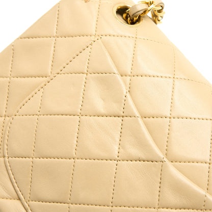 Chanel Vintage Small Classic Double Flap Bag Lambskin Beige