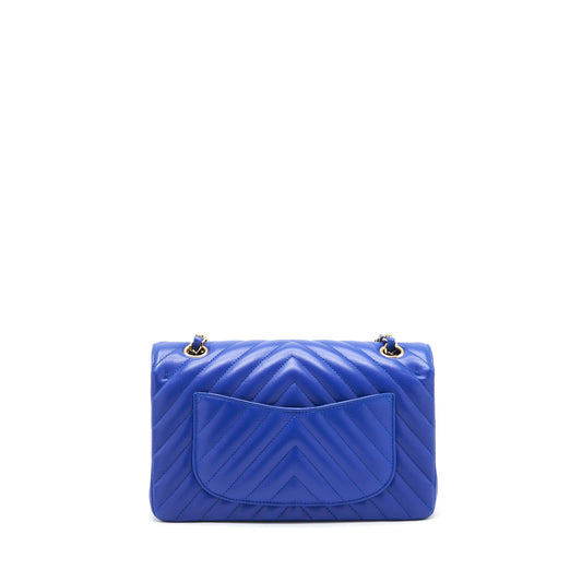 Chanel Small Classic Flap Bag Chevron Lambskin Blue L