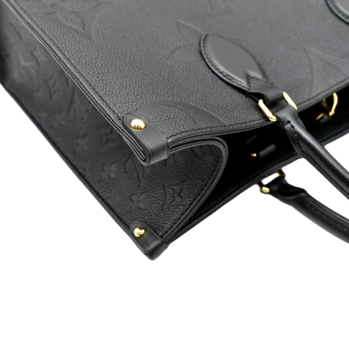 LOUIS VUITTON Onthego MM Giant Monogram Empreinte Leather Tote Bag Black