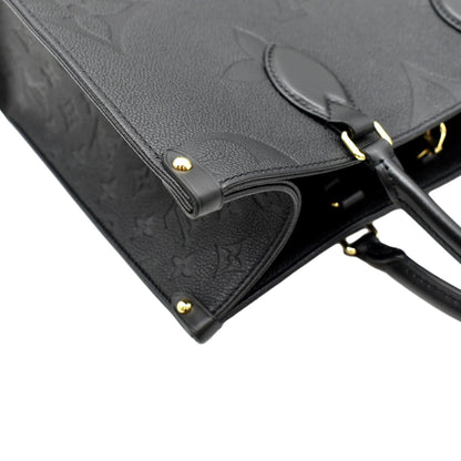 LOUIS VUITTON Onthego MM Giant Monogram Empreinte Leather Tote Bag Black