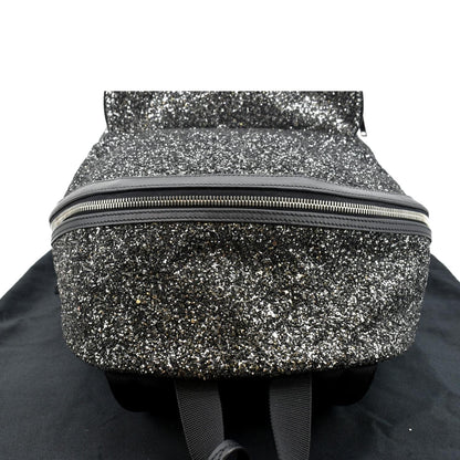 YVES SAINT LAURENT City Glitter Canvas Backpack Bag Black