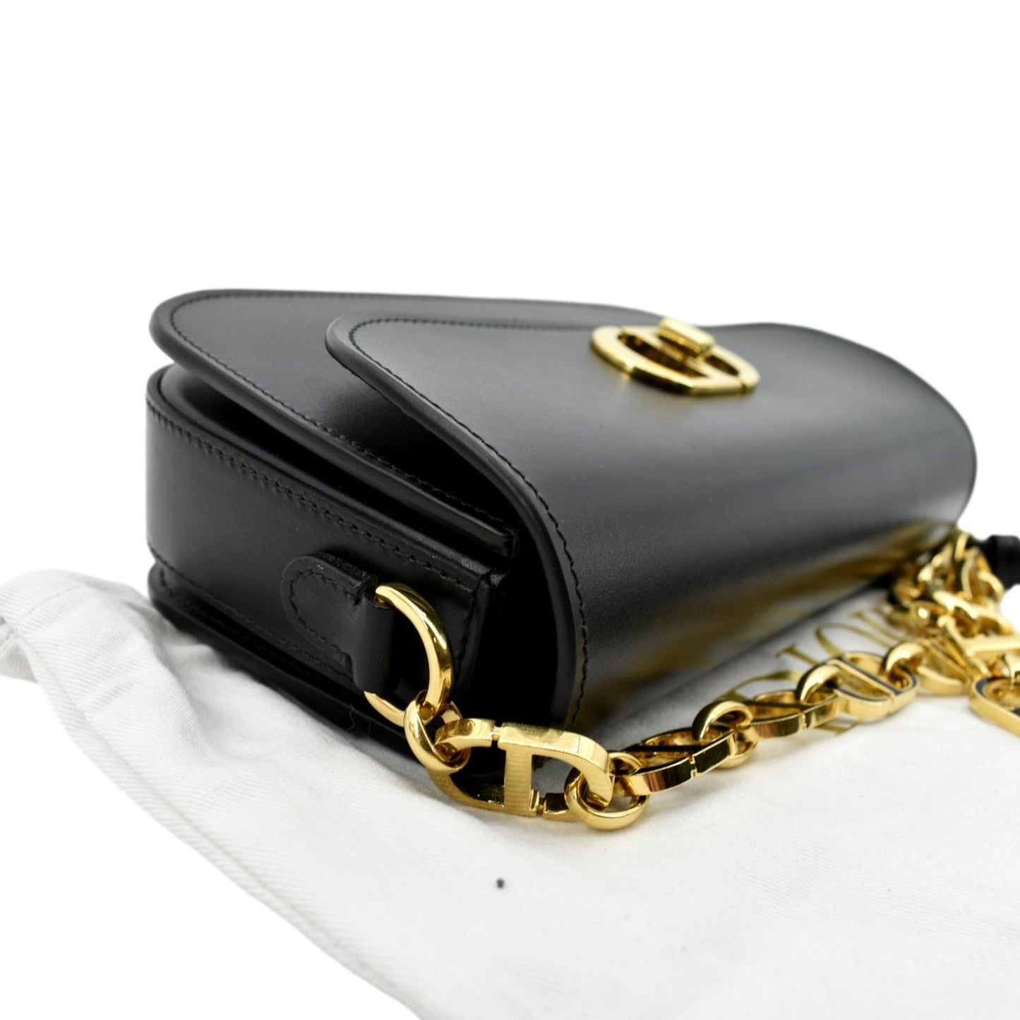 CHRISTIAN DIOR Montaigne Avenue Leather Shoulder Bag Black