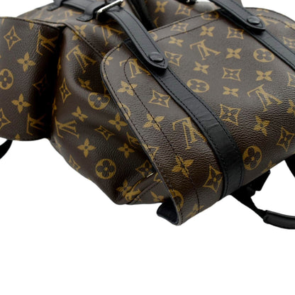 LOUIS VUITTON Christopher Monogram Macassar Canvas Backpack Bag Brown