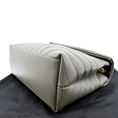 YVES SAINT LAURENT Medium Loulou Matelasse Leather Chain Shoulder Bag Neutral Grey