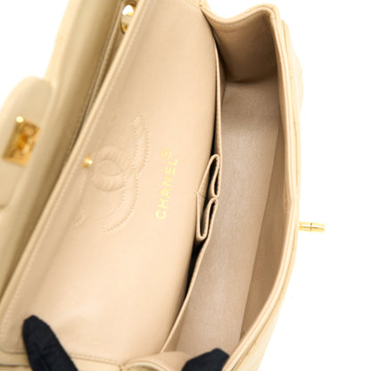 Chanel Vintage Small Classic Double Flap Bag Lambskin Beige