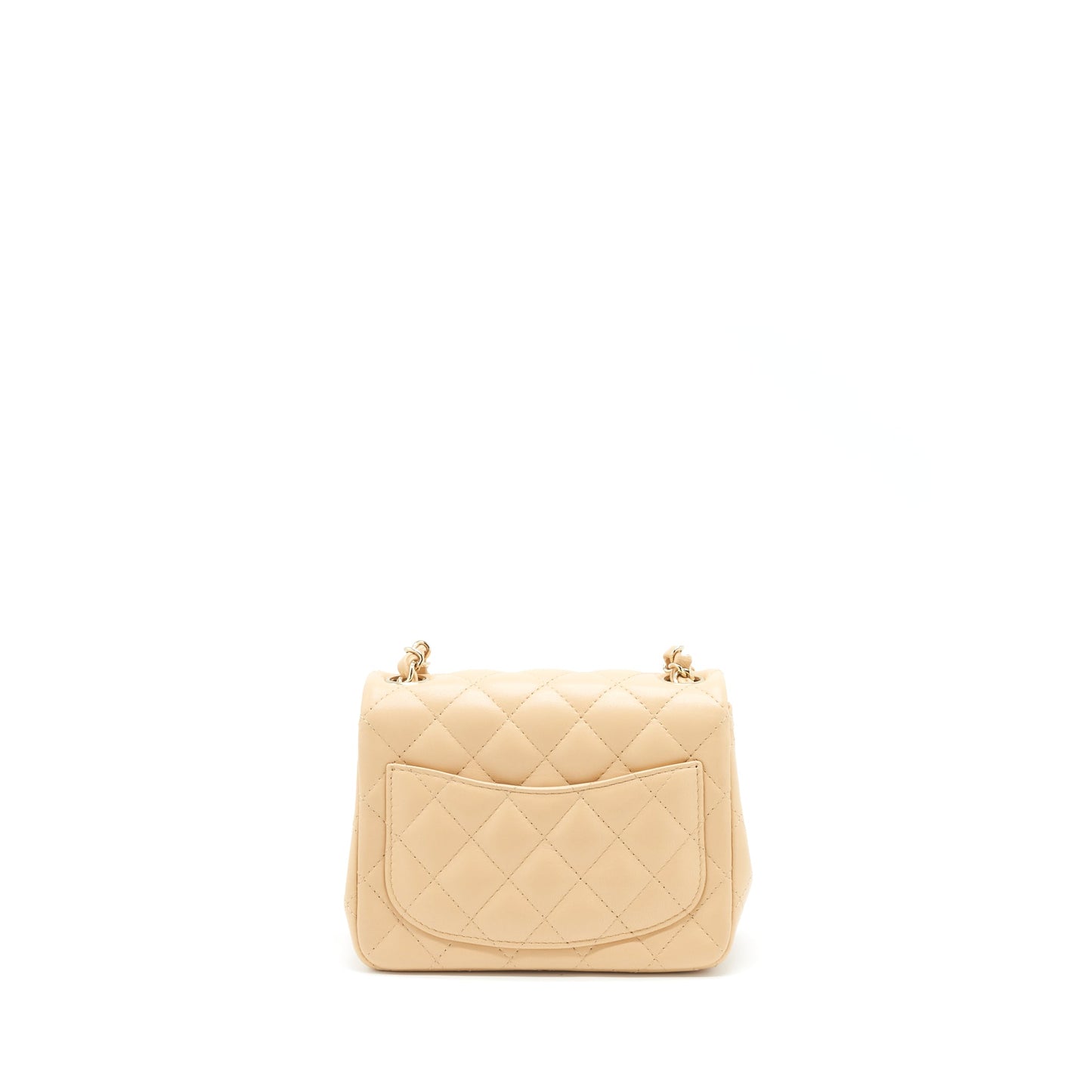 Chanel 22C Mini Square Flap Bag Lambskin Beige L