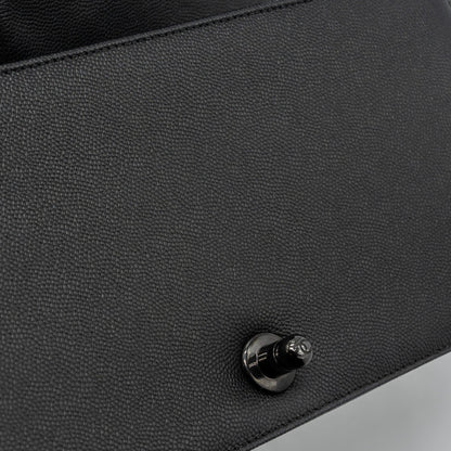Chanel medium boy bag caviar so black black hardware
