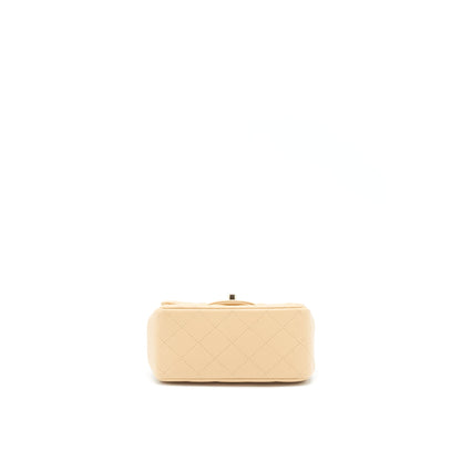 Chanel 22C Mini Square Flap Bag Lambskin Beige L