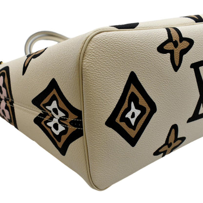 LOUIS VUITTON Neverfull MM Wild At Heart Monogram Giant Tote Bag Creme