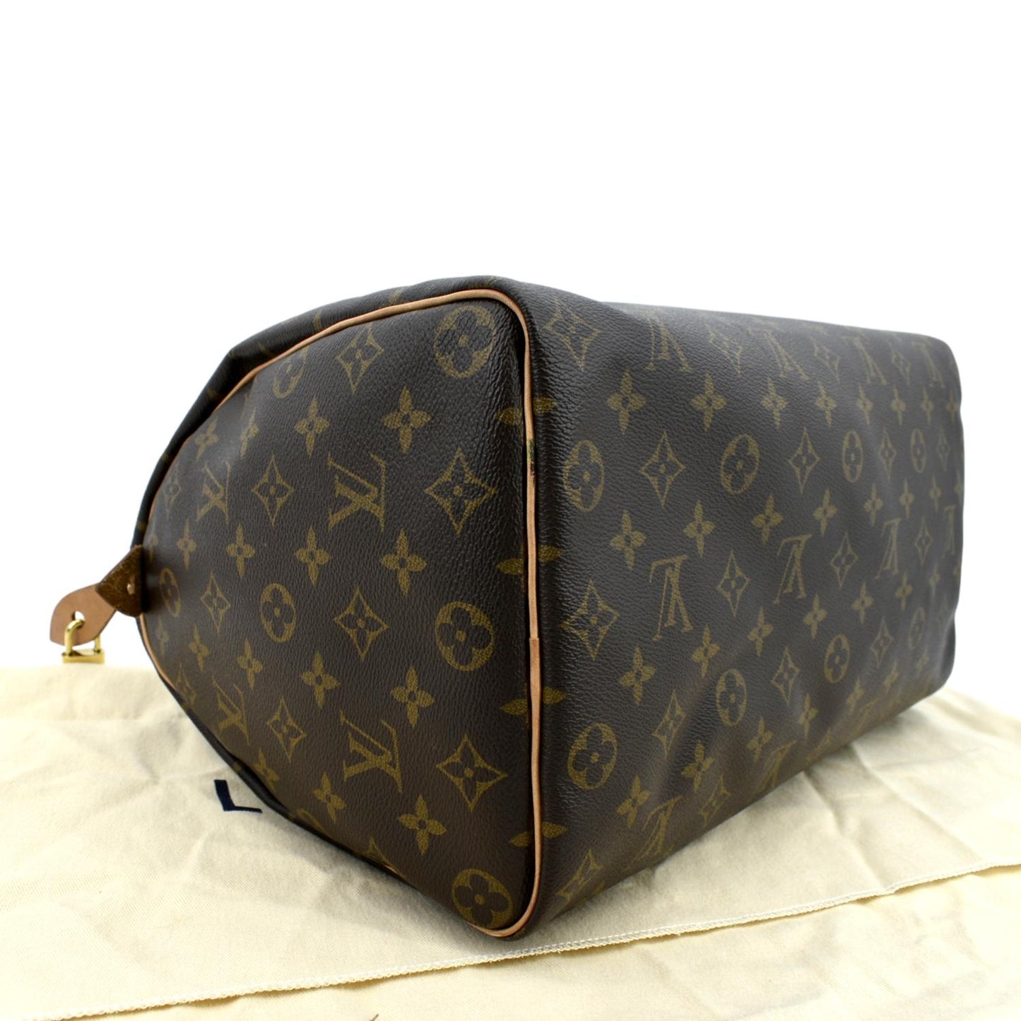 LOUIS VUITTON Speedy 35 Monogram Canvas Satchel Bag Brown