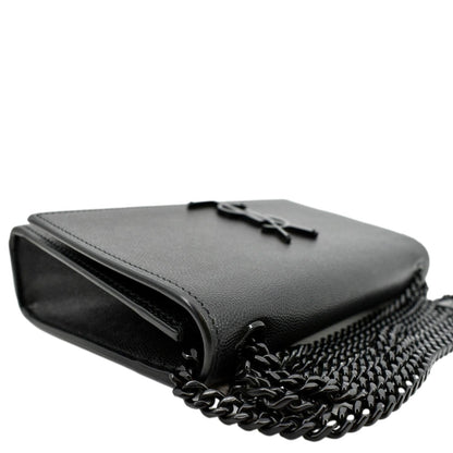 YVES SAINT LAURENT Kate Leather Chain Clutch Crossbody Bag Black