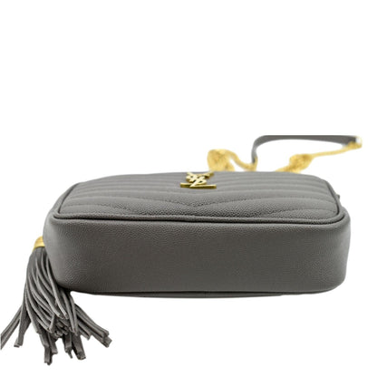 YVES SAINT LAURENT Lou Chevron Leather Camera Crossbody Bag Storm