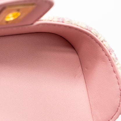 Chanel 23s Top Handle Small Vanity Case With Chain Tweed/lambskin Pink Brushed (Microchip)