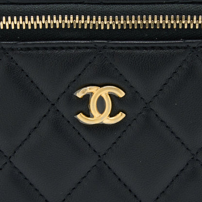 Chanel Pearl Crush Long Vanity Case Lambskin Black  (Microchip)