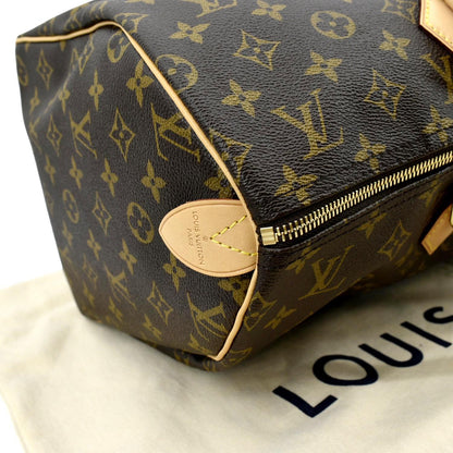 LOUIS VUITTON Speedy 40 Monogram Canvas Satchel Bag Brown