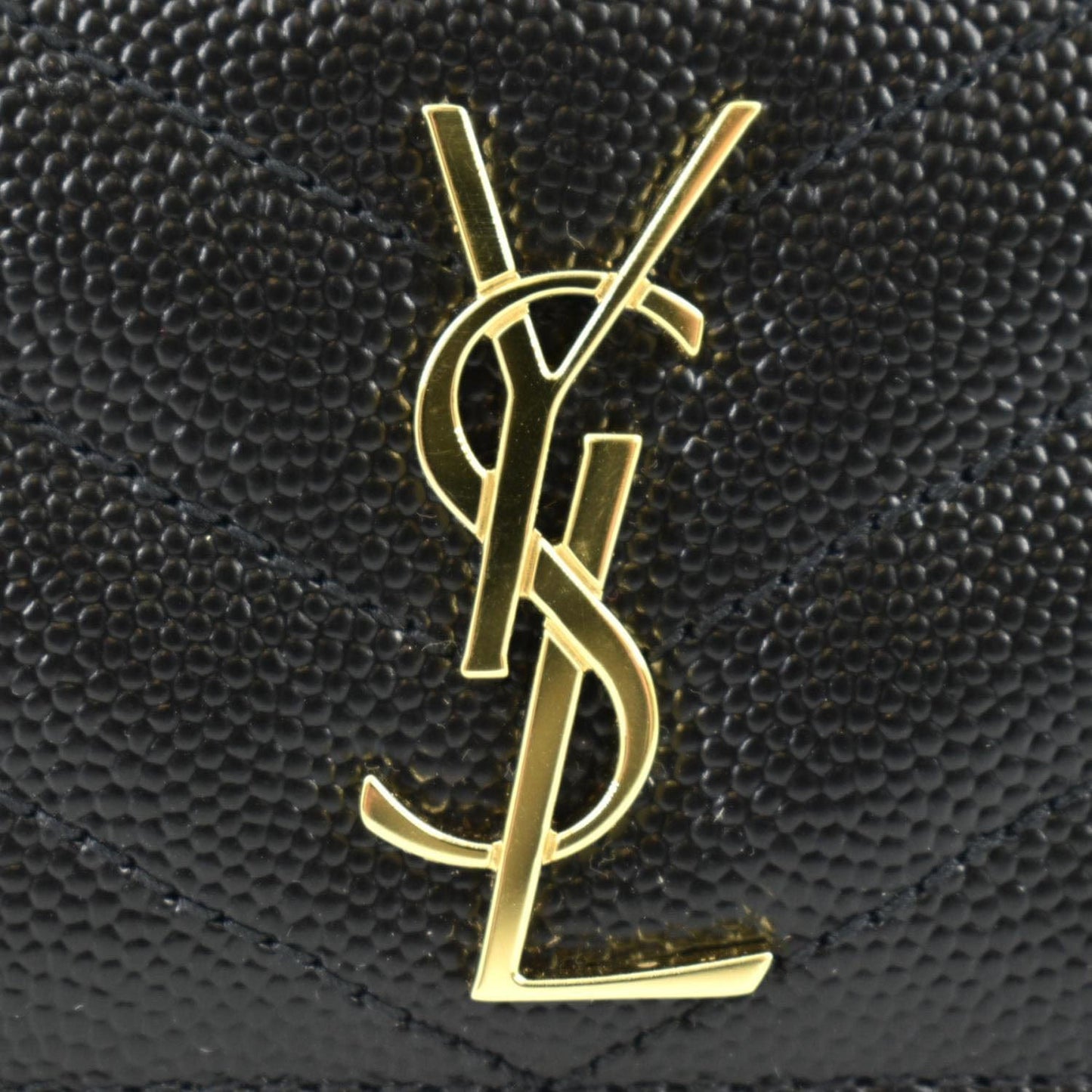 YVES SAINT LAURENT Cassandre Monogram Grain De Poudre Leather Card Holder Black