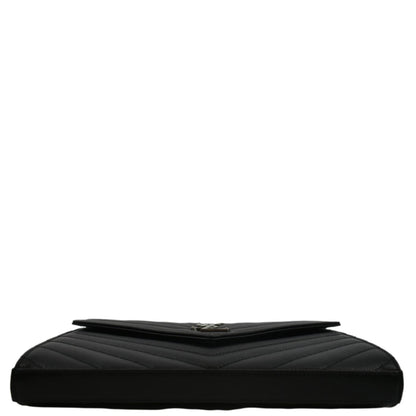 YVES SAINT LAURENT Cassandre Chain Wallet Leather Crossbody Bag Black