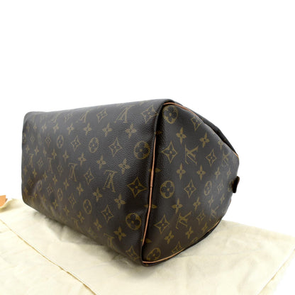 LOUIS VUITTON Speedy 35 Monogram Canvas Satchel Bag Brown