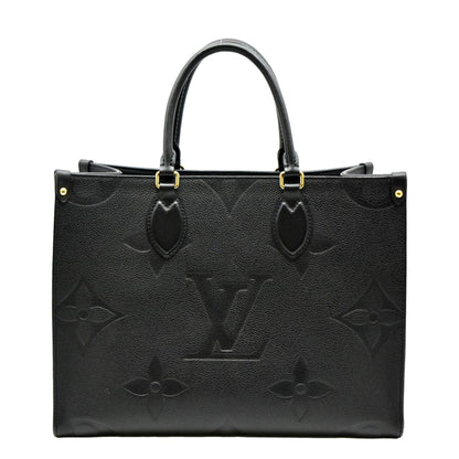 LOUIS VUITTON Onthego MM Giant Monogram Empreinte Leather Tote Bag Black