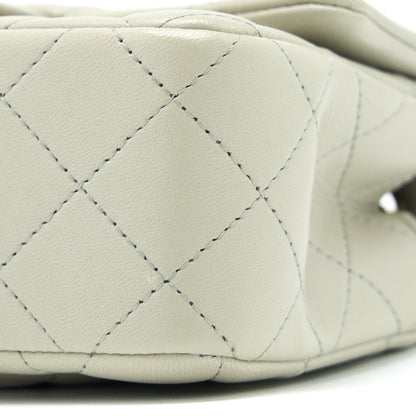 Chanel Mini Rectangular Flap Bag Lambskin Light Grey L (Microchip)