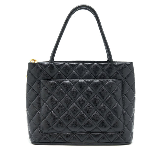 Chanel Vintage Medallion Tote Bag Caviar Black